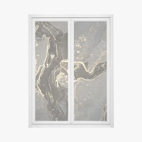 Fensteraufkleber luxuriöser schwarz-goldener marmor abstrakt – Pixers®