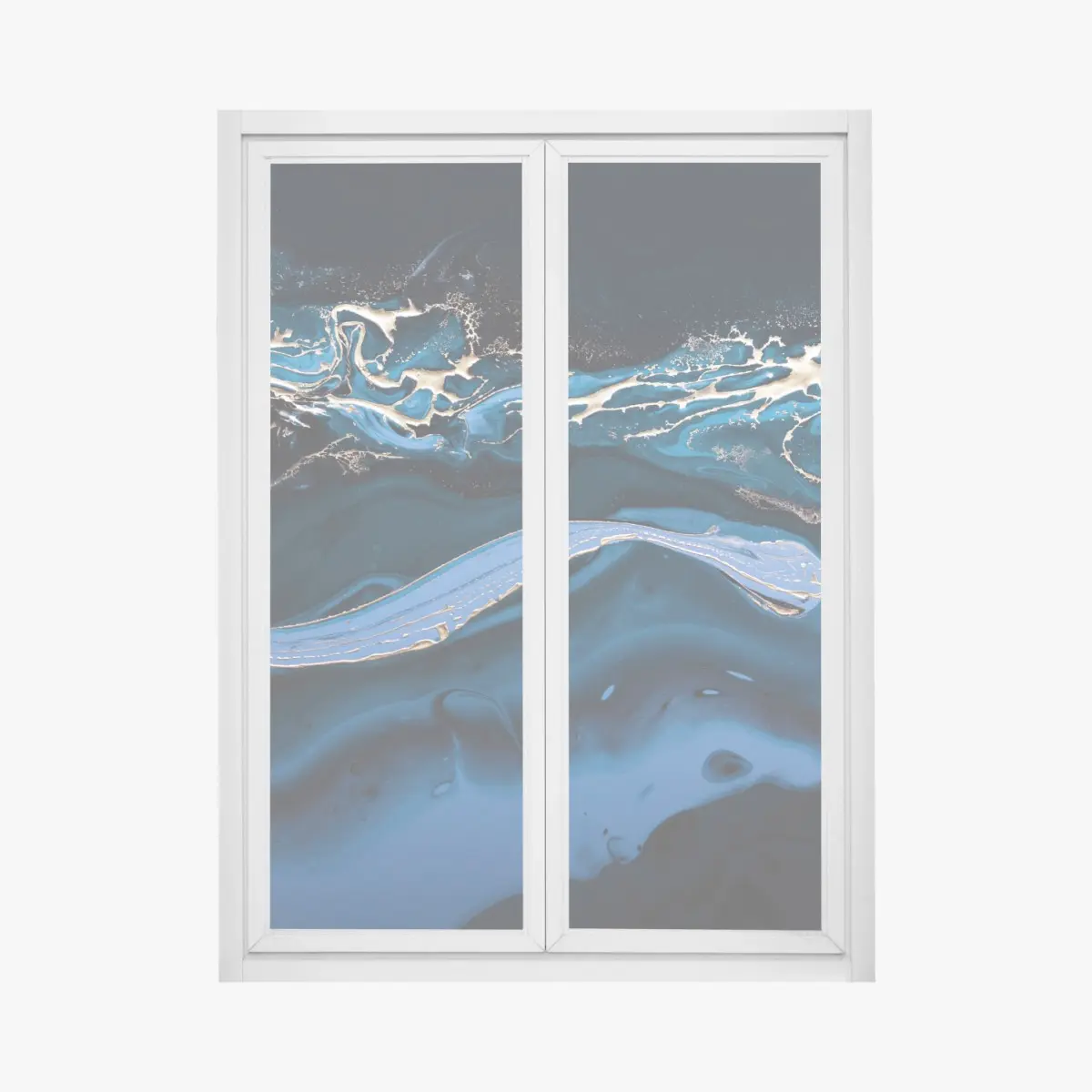 Fensteraufkleber marineblaue und goldene abstraktion – Pixers®