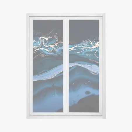 Fensteraufkleber marineblaue und goldene abstraktion – Pixers®