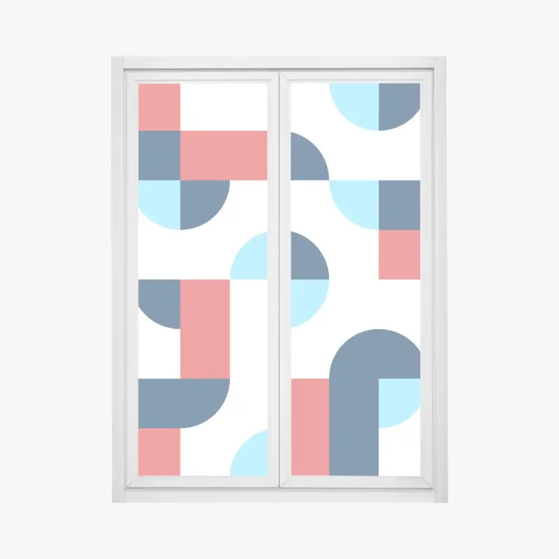 Fensteraufkleber mutiges geometrisches muster in dunkelblau und koralle