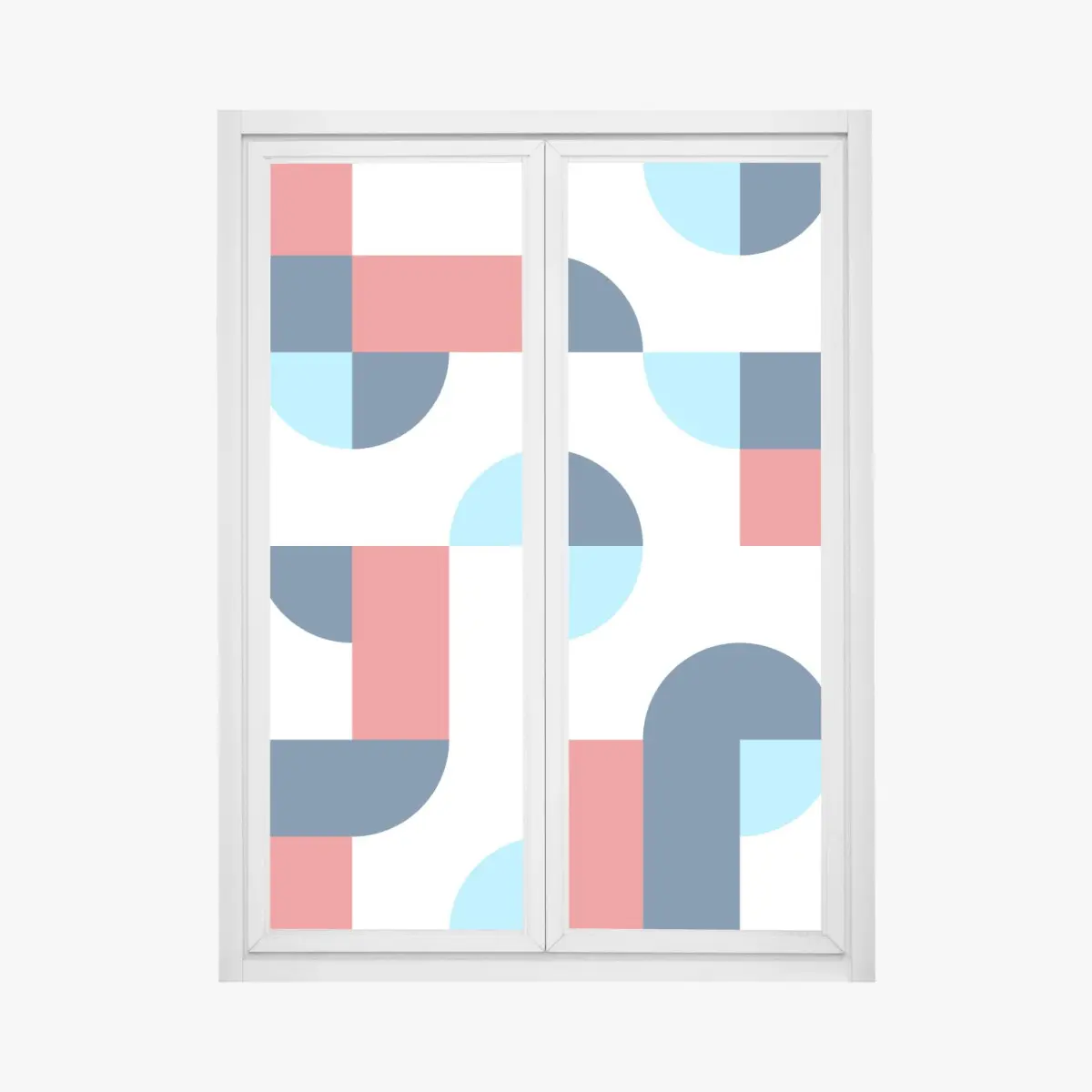 Fensteraufkleber mutiges geometrisches muster in dunkelblau und koralle – Pixers®