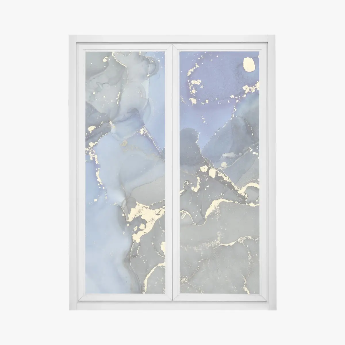 Fensteraufkleber luxuriöse blau-goldene abstraktion – Pixers®