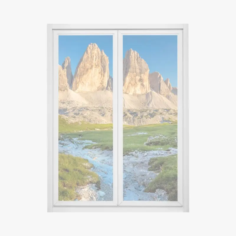 Fensteraufkleber Tre Cime di Lavaredo über der alpenwiese