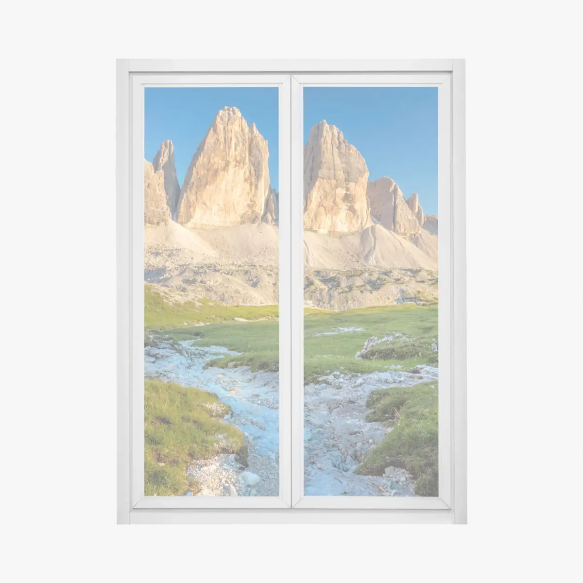 Fensteraufkleber Tre Cime di Lavaredo über der alpenwiese – Pixers®