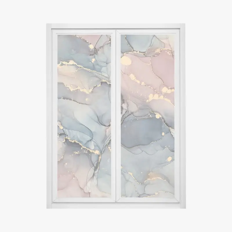 Fensteraufkleber zarte pastell-flüssigmarmor mit goldadern