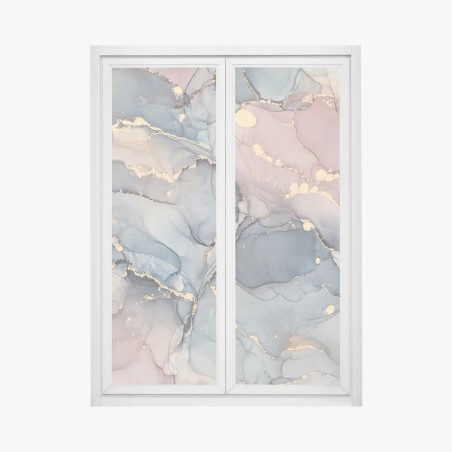 Fensteraufkleber zarte pastell-flüssigmarmor mit goldadern – Pixers®