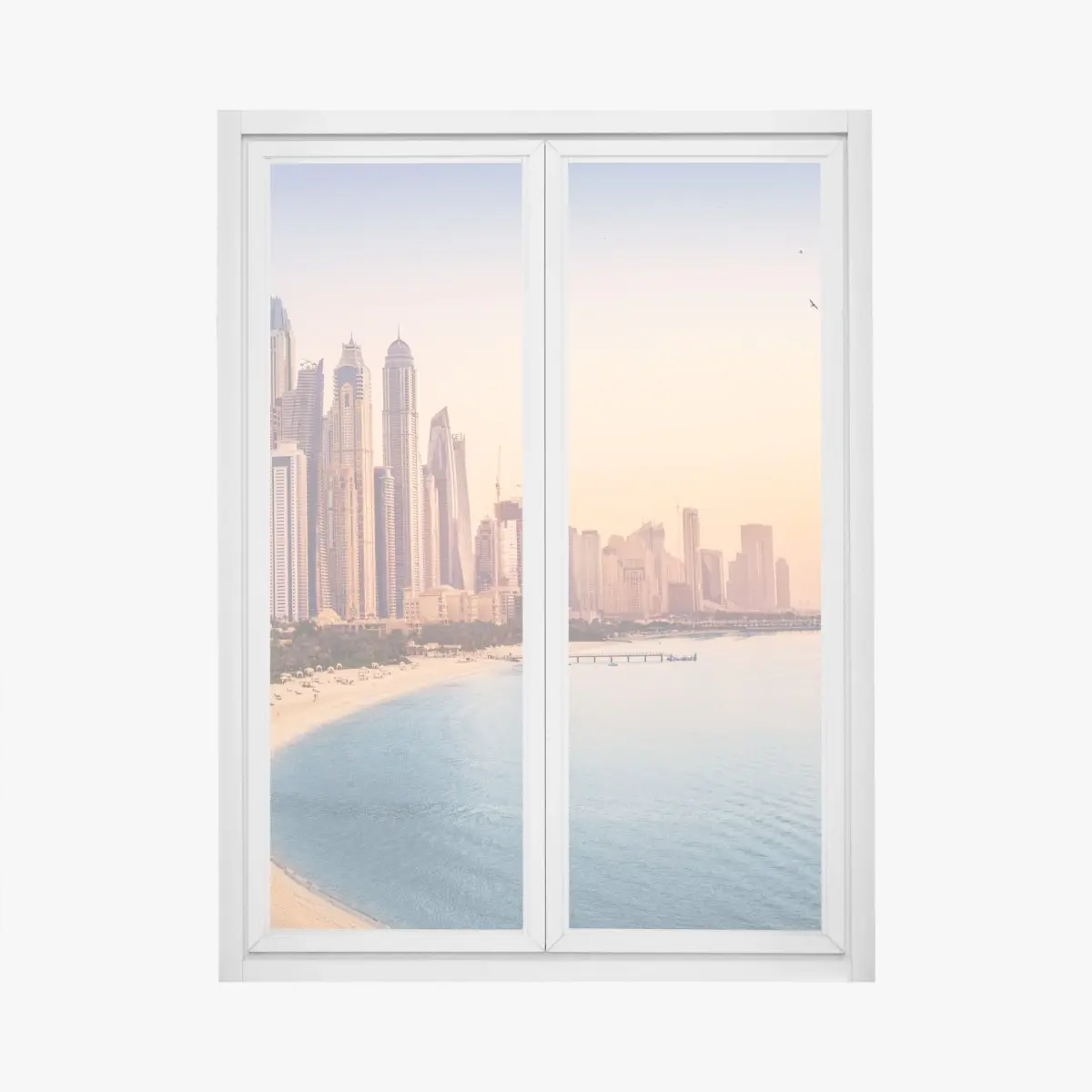 Fensteraufkleber Dubai skyline bei sonnenuntergang – Pixers®
