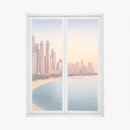Fensteraufkleber Dubai skyline bei sonnenuntergang – Pixers®