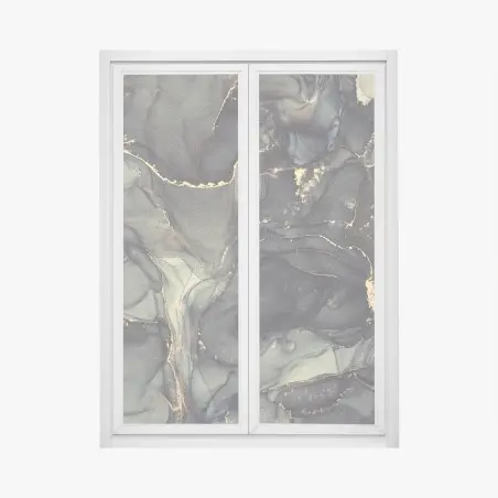 Fensteraufkleber luxuriöse abstrakte alkoholtinten-kunst mit goldenen adern – Pixers®