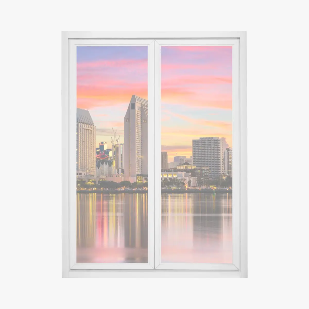 Fensteraufkleber San Diego skyline bei sonnenuntergang – Pixers®