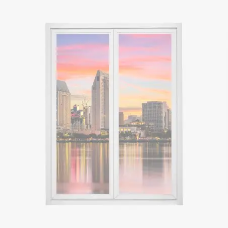 Fensteraufkleber San Diego skyline bei sonnenuntergang – Pixers®