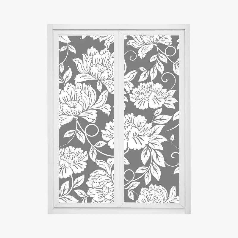 Fensteraufkleber monochromes blumenmuster