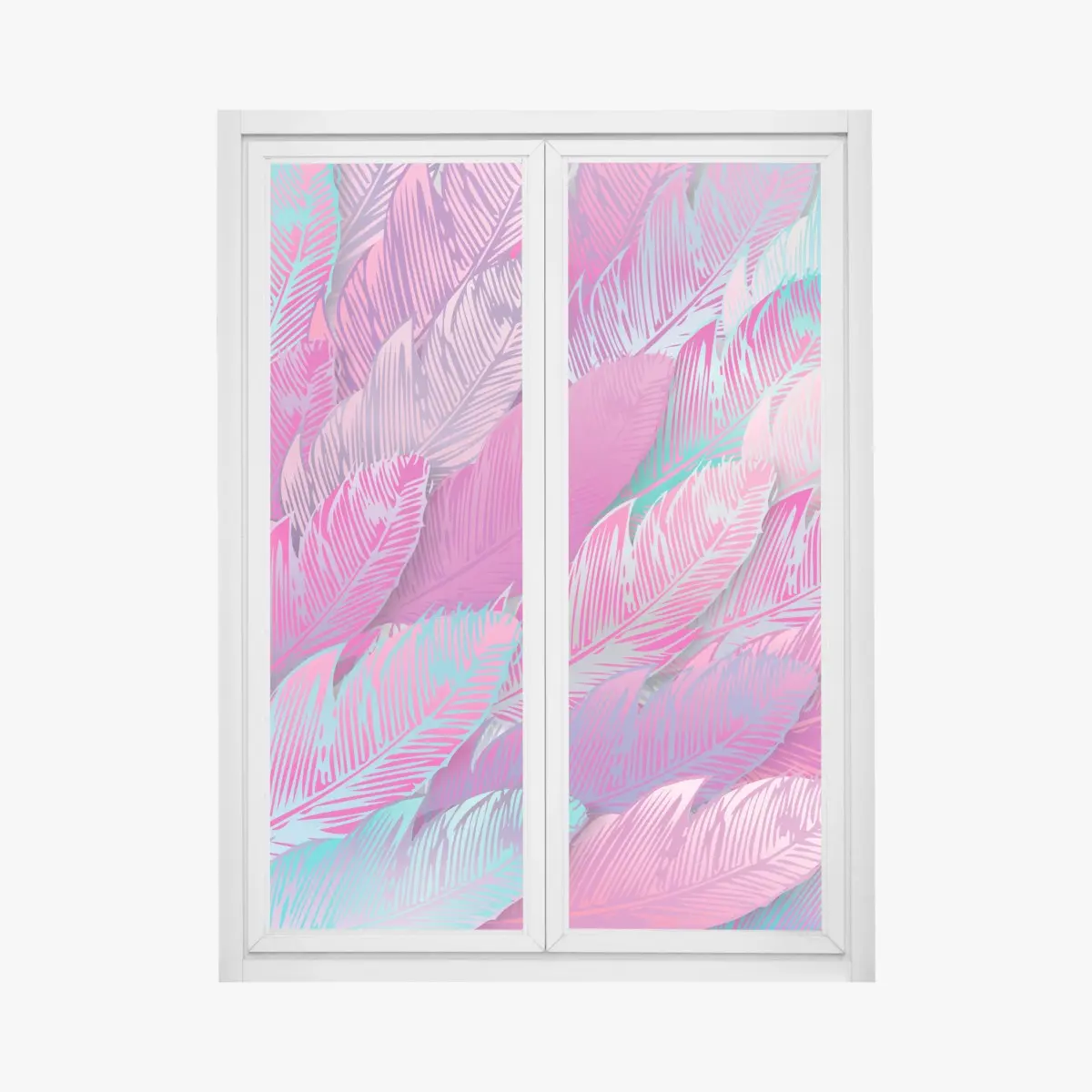 Fensteraufkleber irisierendes rosa federmuster – Pixers®