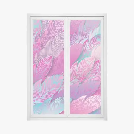 Fensteraufkleber irisierendes rosa federmuster – Pixers®