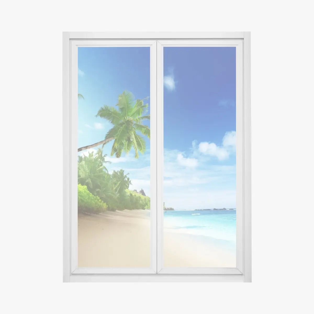 Fensteraufkleber sonnenuntergang am strand von Mahe, Seychellen – Pixers®