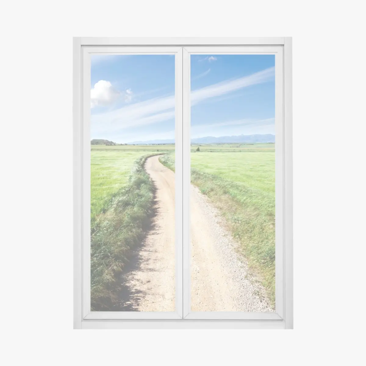 Fensteraufkleber gewundener landweg durch grüne wiesen – Pixers®