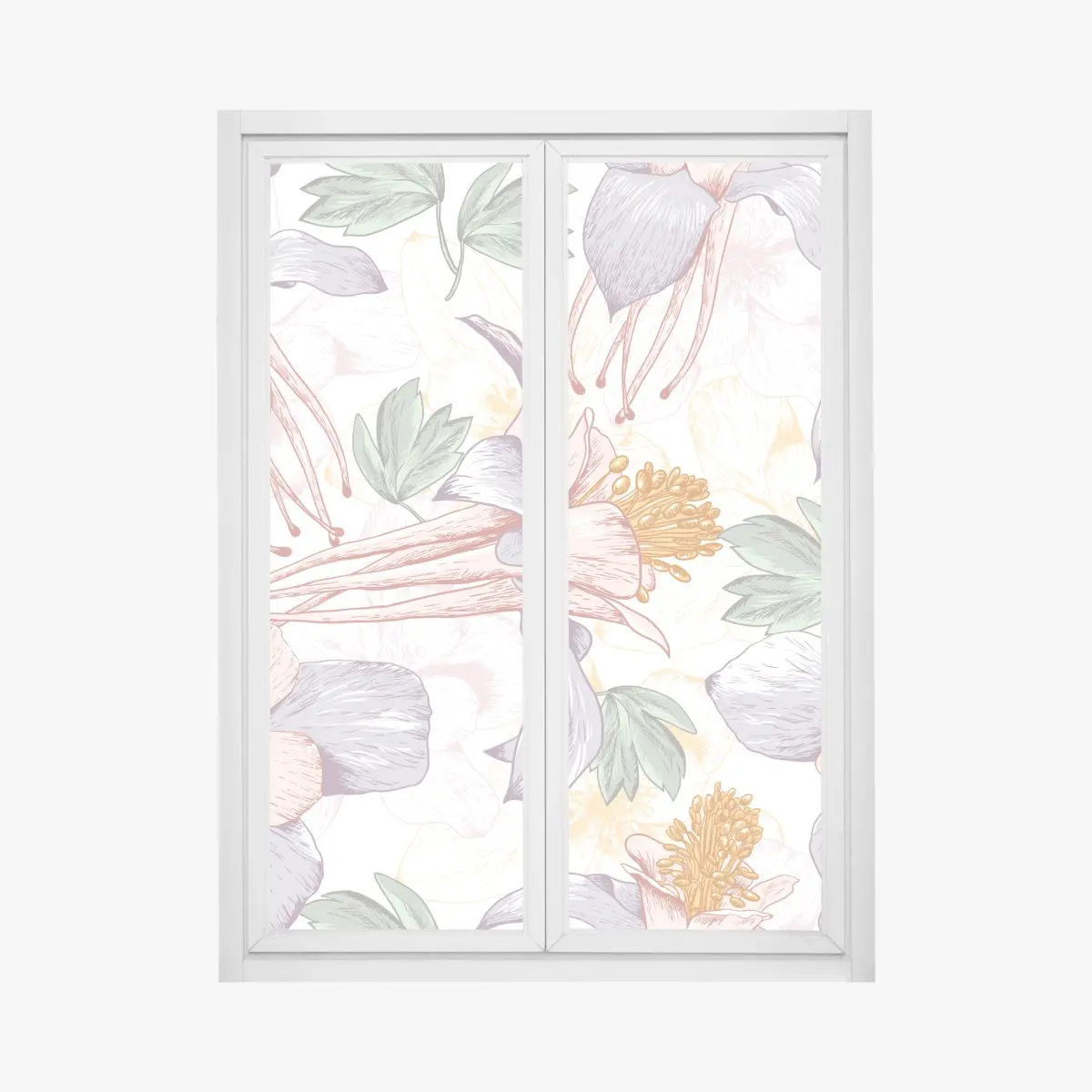 Fensteraufkleber zarte pastellblumen im botanischen stil – Pixers®