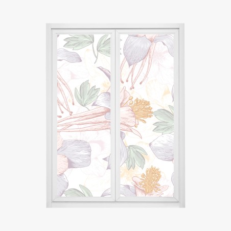 Fensteraufkleber zarte pastellblumen im botanischen stil – Pixers®