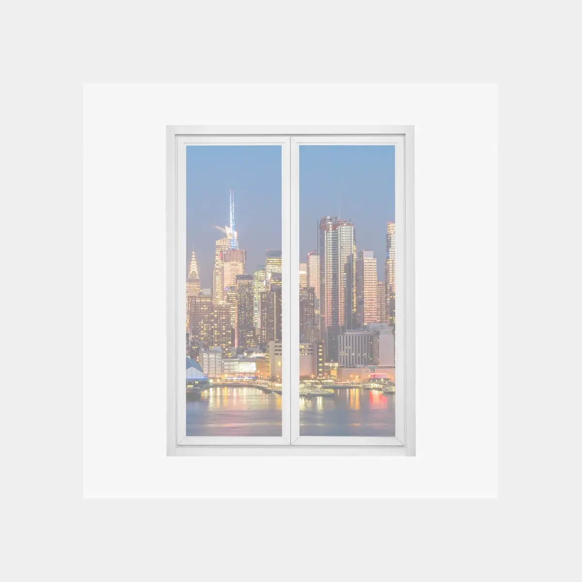 Fensteraufkleber panorama von New York bei dämmerung – Pixers®