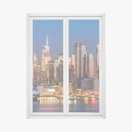 Fensteraufkleber panorama von New York bei dämmerung – Pixers®