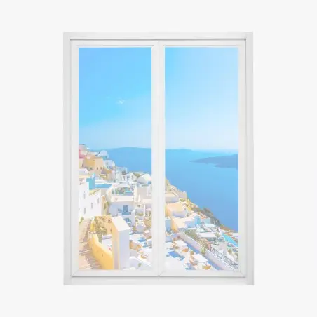 Fensteraufkleber sonnige ansicht der caldera von Santorini – Pixers®