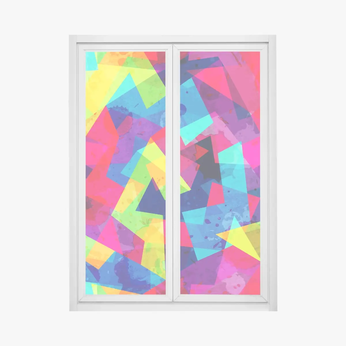 Fensteraufkleber lebendige geometrische aquarell-collage – Pixers®