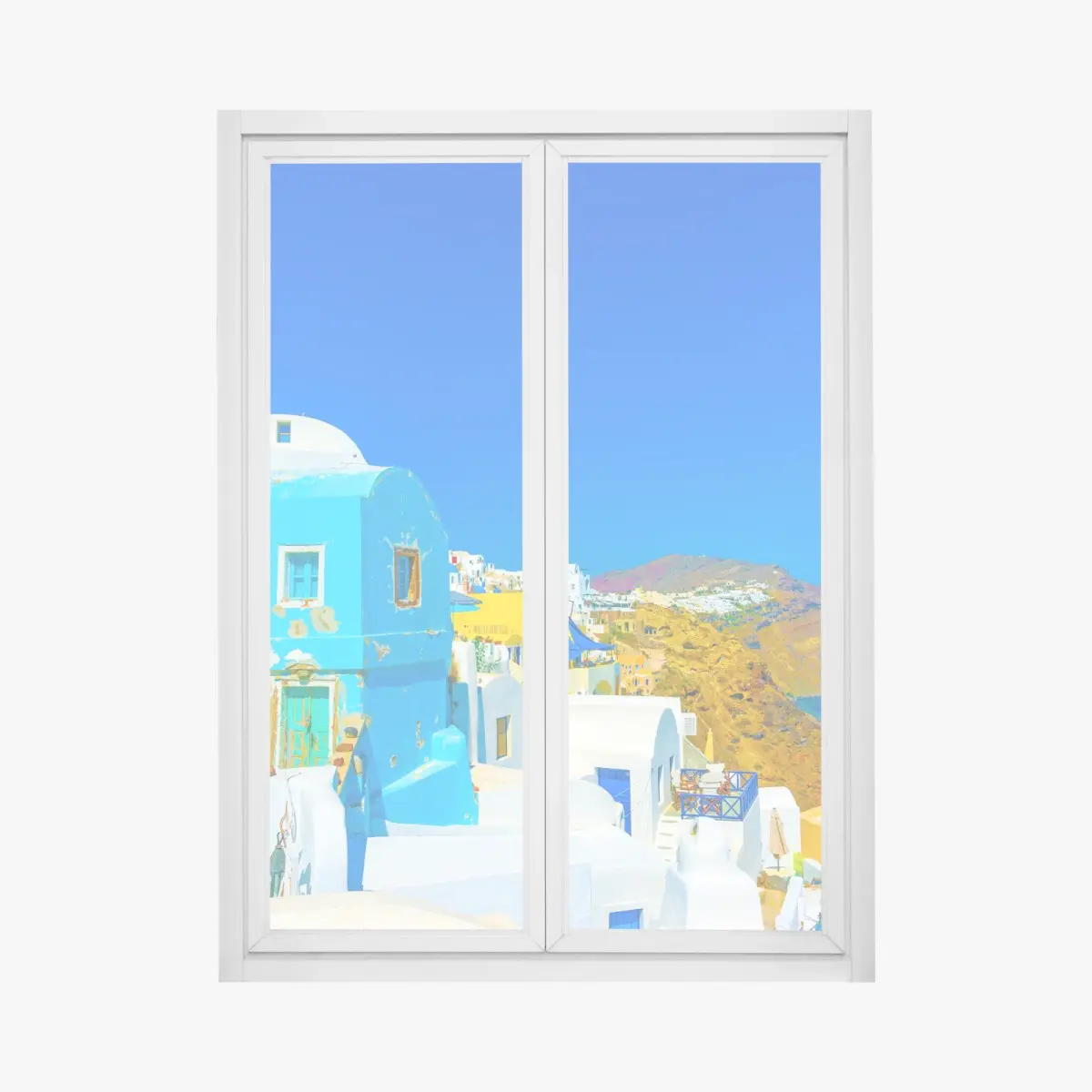 Fensteraufkleber sonniger blick auf Oia, Santorini – Pixers®