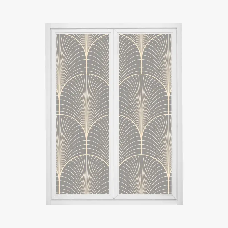 Fensteraufkleber art deco goldenes fächermuster