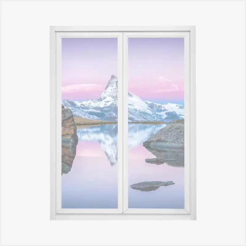 Fensteraufkleber sanfte alpine spiegelung bei dämmerung