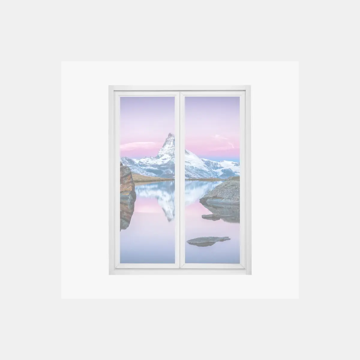 Fensteraufkleber sanfte alpine spiegelung bei dämmerung – Pixers®