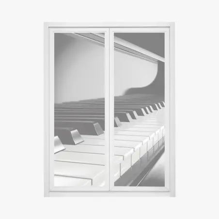 Fensteraufkleber elegante schwarzweiß klaviertasten – Pixers®