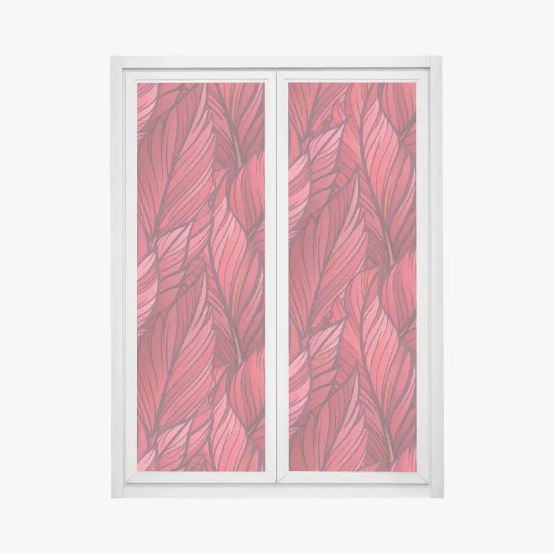 Fensteraufkleber rotes botanisches blättermuster