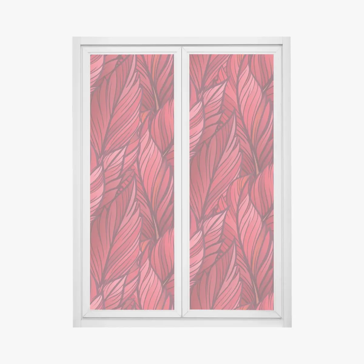 Fensteraufkleber rotes botanisches blättermuster – Pixers®