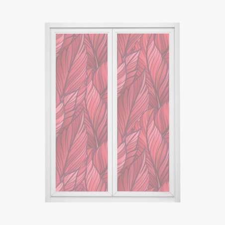 Fensteraufkleber rotes botanisches blättermuster – Pixers®