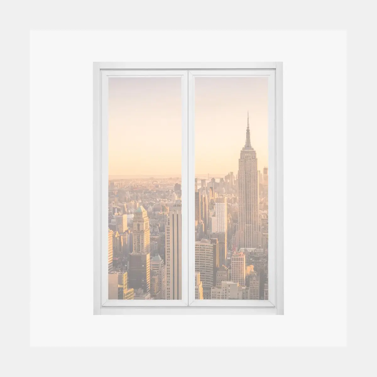 Fensteraufkleber goldener sonnenuntergang über der skyline von New York – Pixers®
