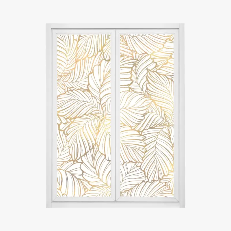Fensteraufkleber goldenes blatt line art muster