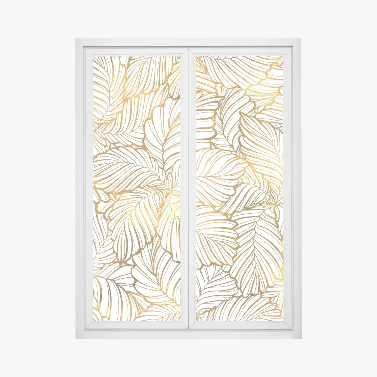 Fensteraufkleber goldenes blatt line art muster – Pixers®