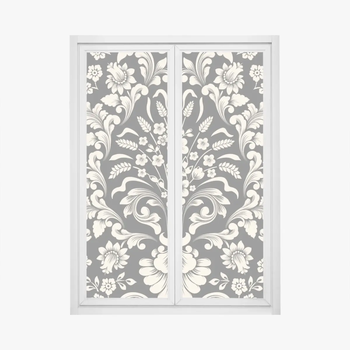 Fensteraufkleber vintage blumiges damastmuster – Pixers®
