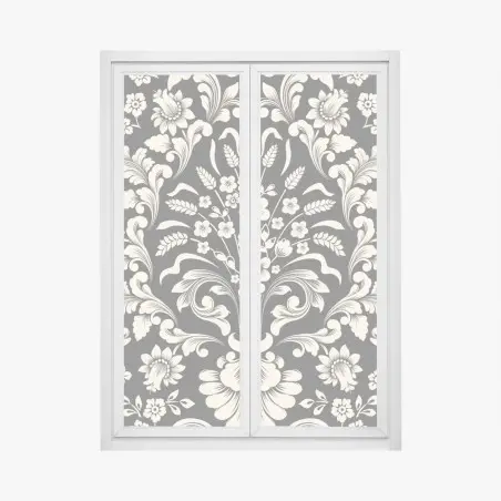 Fensteraufkleber vintage blumiges damastmuster – Pixers®