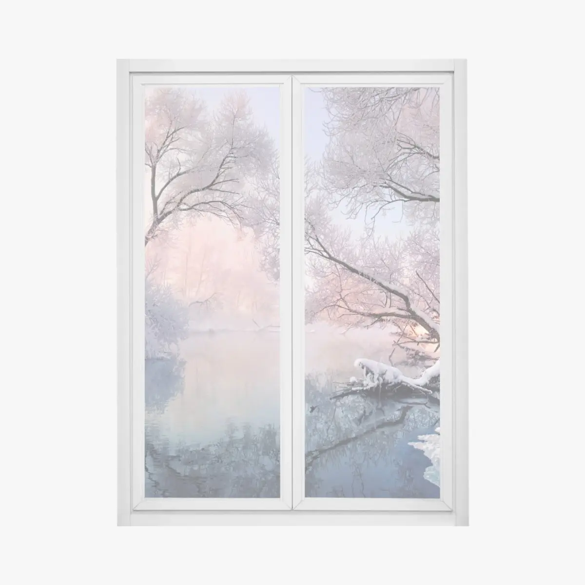 Fensteraufkleber ruhige winterlandschaft am fluss – Pixers®
