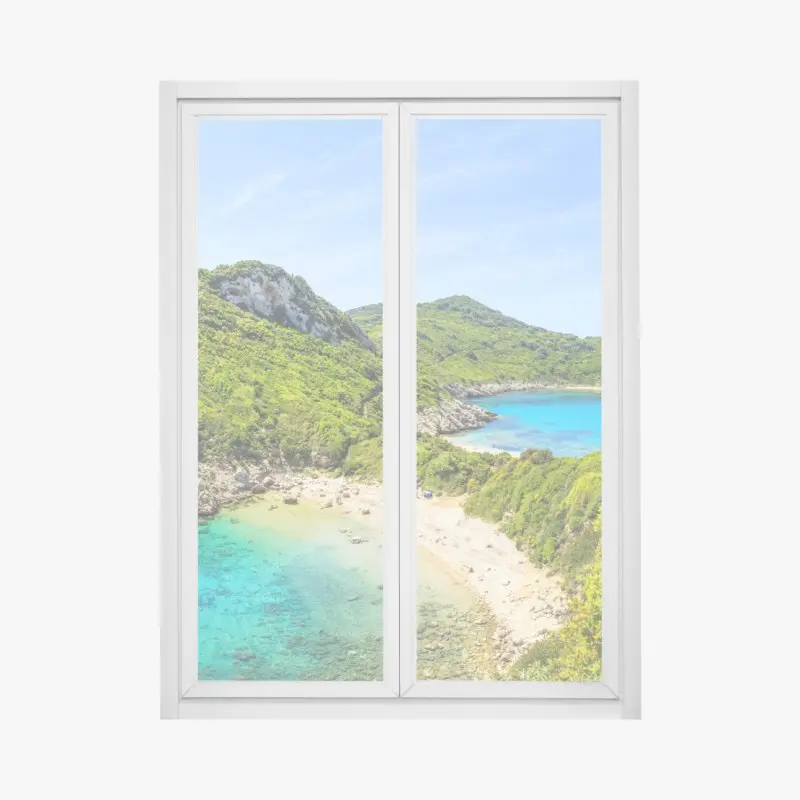 Fensteraufkleber türkisbucht auf einer insel