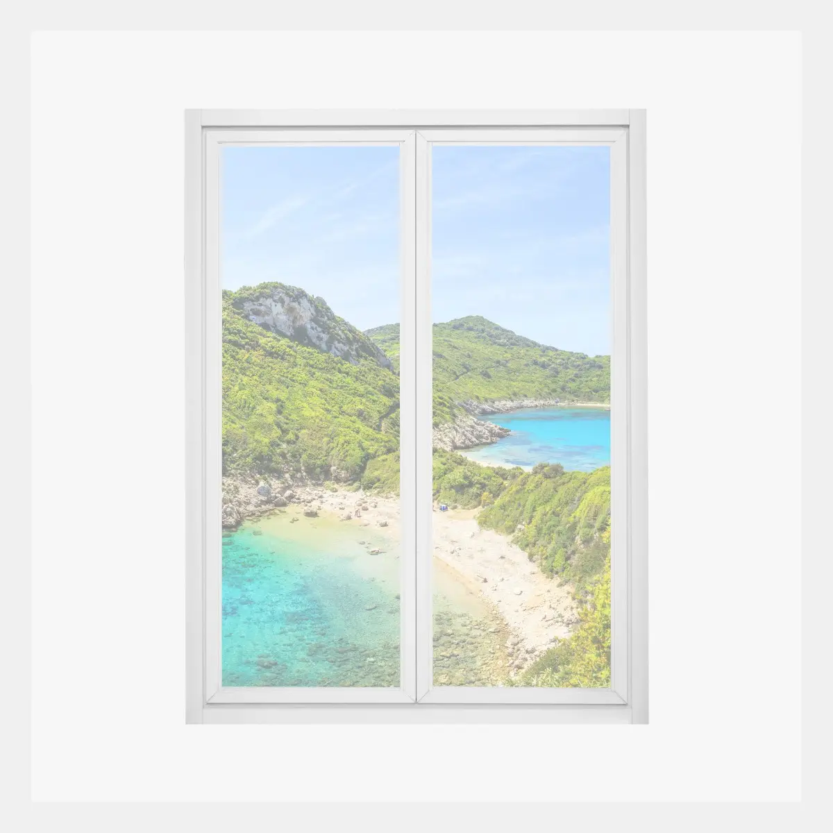 Fensteraufkleber türkisbucht auf einer insel – Pixers®