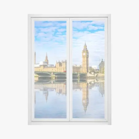 Fensteraufkleber London skyline mit spiegelung auf dem fluss – Pixers®
