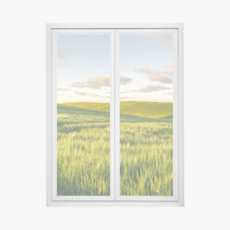 Fensteraufkleber ruhige grüne wiesen panorama