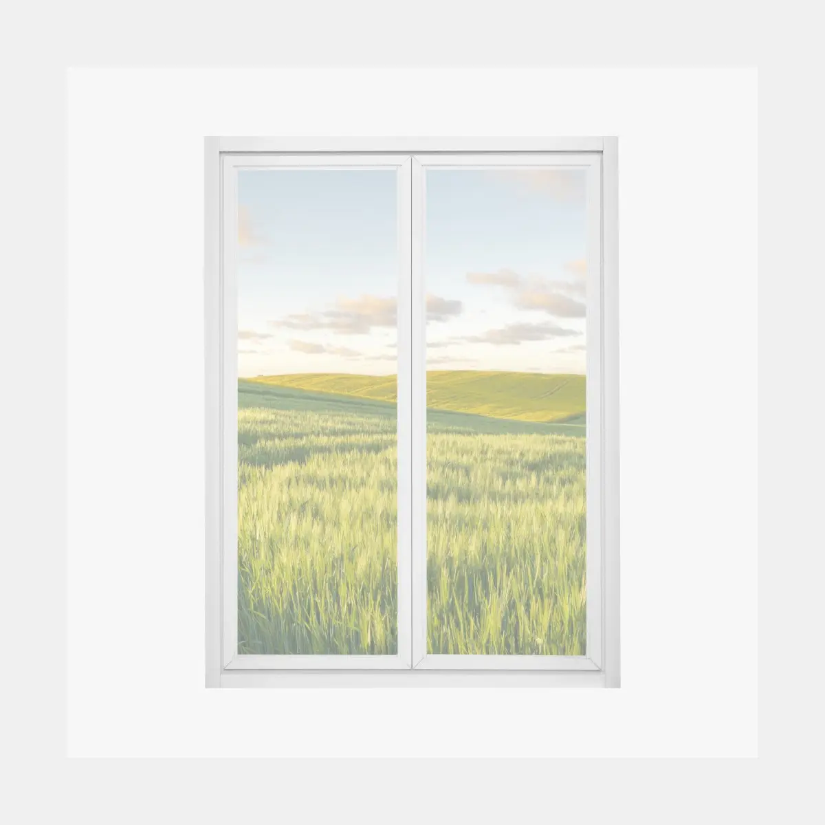 Fensteraufkleber ruhige grüne wiesen panorama – Pixers®