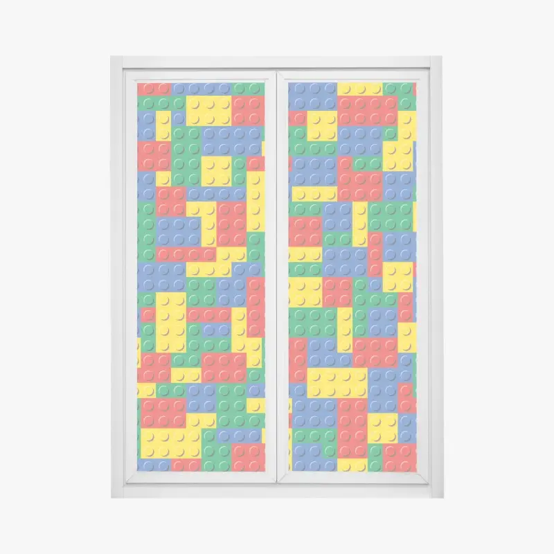 Fensteraufkleber buntes bausteinmuster