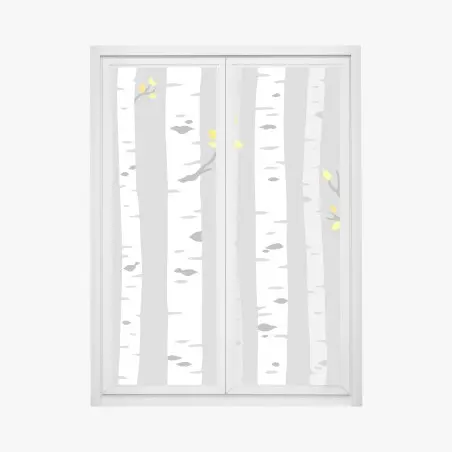 Fensteraufkleber skandinavischer birkenwald – Pixers®
