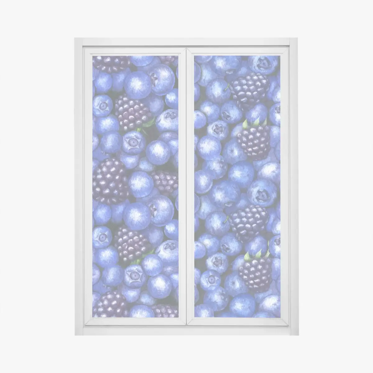 Fensteraufkleber aquarellmuster mit blaubeeren und brombeeren – Pixers®