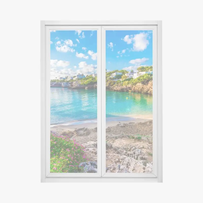 Fensteraufkleber sonnige Cala Esmeralda türkisbucht