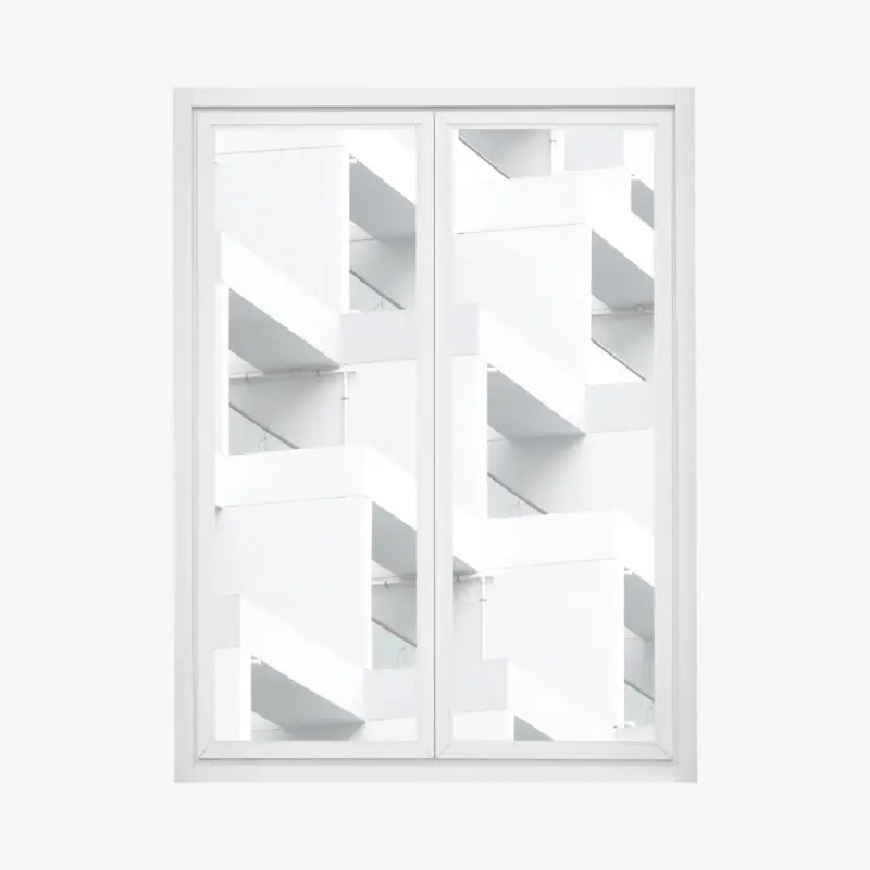 Fensteraufkleber weiße betonfassade im geometrischen muster